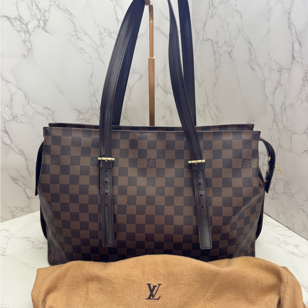 Authentic Louis Vuitton Damier Ebene Chelsea Tote Shoulder Bag